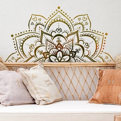 PVC Wandtattoo Set Lotus Mandala Design Abnehmbare Wandaufkleber für Wohndeko