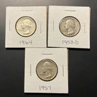 Washington Silver Quarters lot 1953 d  1957 1964