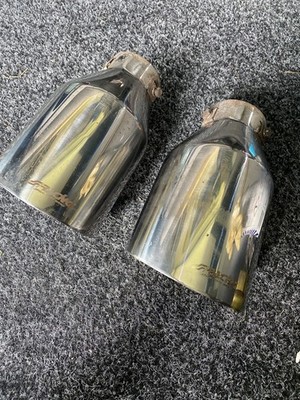 Edelstahl Rennmotor Chrom Silber Auspuff Spitzen x 2 groß 4''