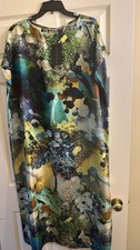 New Bryn Walker Silk Liz Canale Print Cap Sleeve Oversized Dress XXS