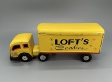Vtg Tin Litho Friction Drive Lofts Candies Semi Truck / Japan Pressed Steel Toy