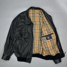 Burberry Burberry Vintage Nova Check Real Leather Aviator Bomber Jacket 54 Men