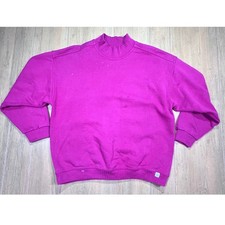 Russell Athletic Vintage Mock Neck Sweatshirt Magenta Purple Made in USA XL