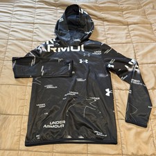 Under Armour Kids Hoodie YMD Youth Medium Black Logo All Over Print