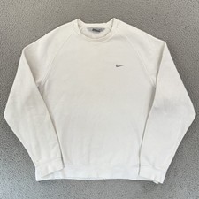 Vintage Nike Sweatshirt Mens Large White Mini Swoosh Crewneck Long Sleeve Y2k