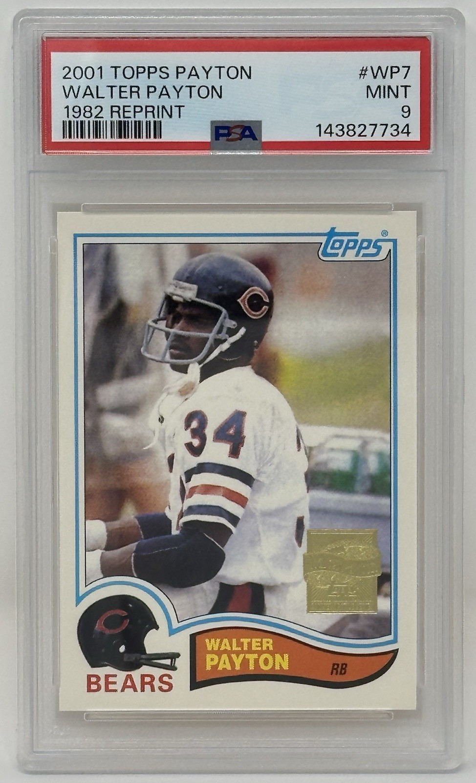 Walter Payton 2001 Topps Reprint 1982 #WP7 PSA 9 MINT Chicago Bears