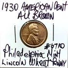 1930 American Cent AU Brown Lincoln Wheat Penny Philadelphia Mint