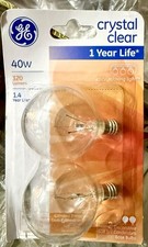 GE 40w Crystal Clear Decorative G 16.5 Shape Candelabra base 320 Lumens 2 Bulbs