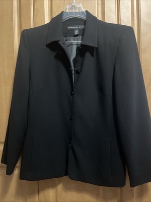 Josephine Chaus Women's Black Five Button Lined Long Sleeve Wool Blazer Sz 12
