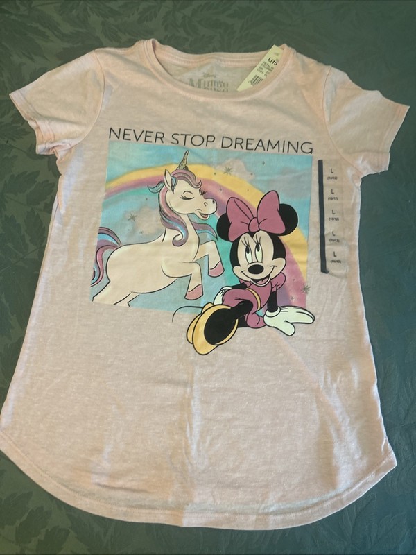 Disney girls Size L 10/12 NWT!Minnie Mouse Unicorn Never Stop Dreaming T-shirt!