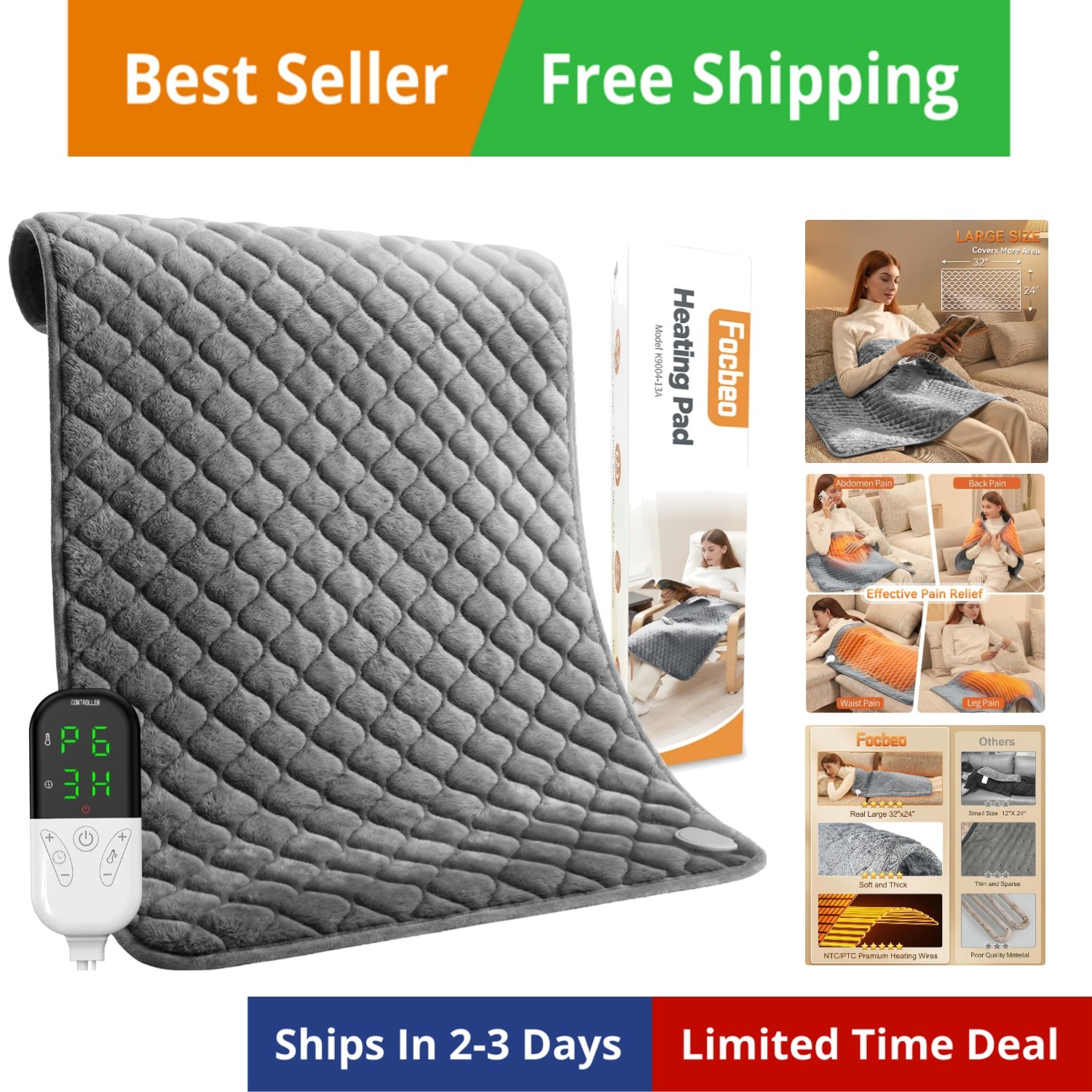 For Back Pain 32"x24" Extra Large Electric Heating Pad ...