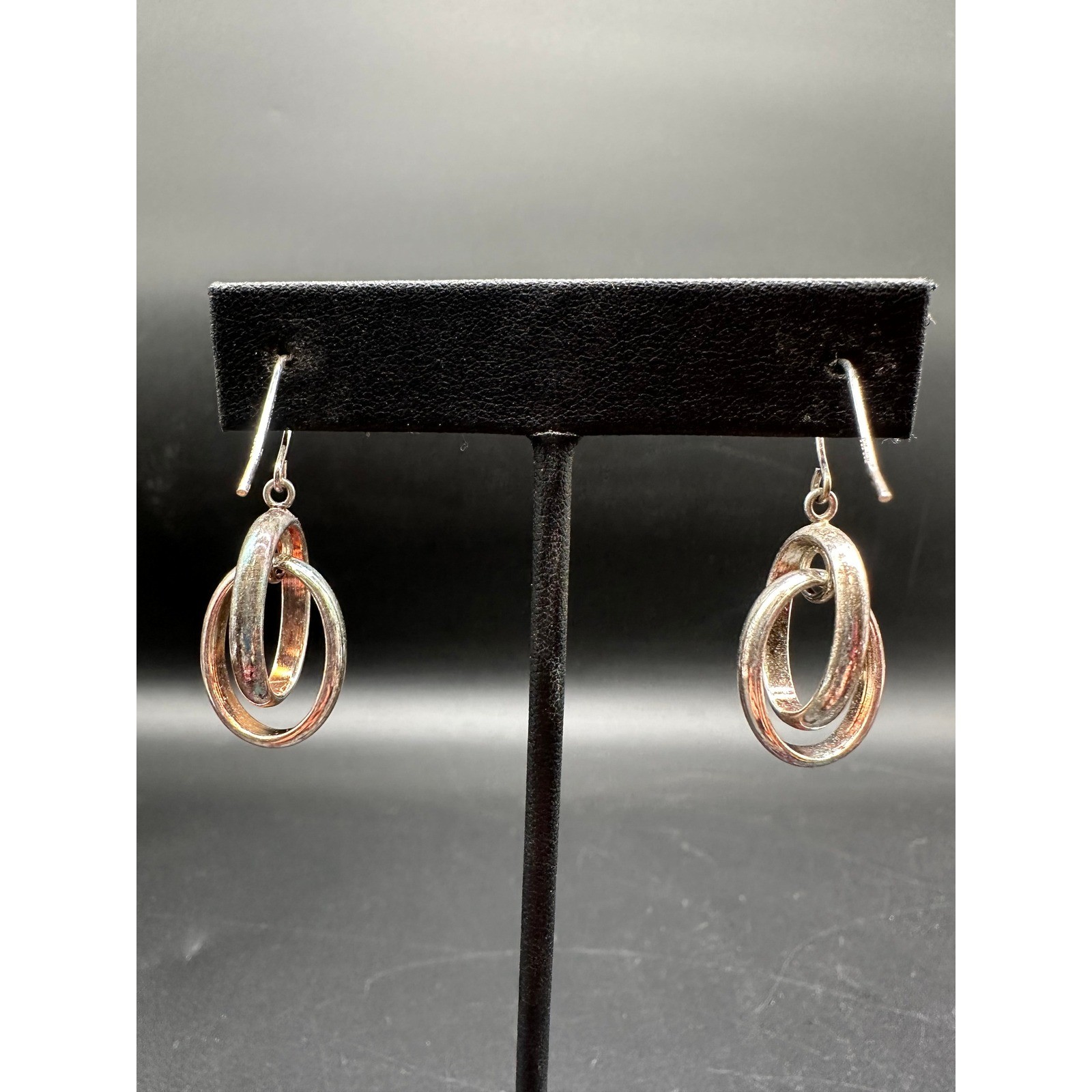 Sterling Silver Interlocking Double Hoop Drop Dan… - image 6