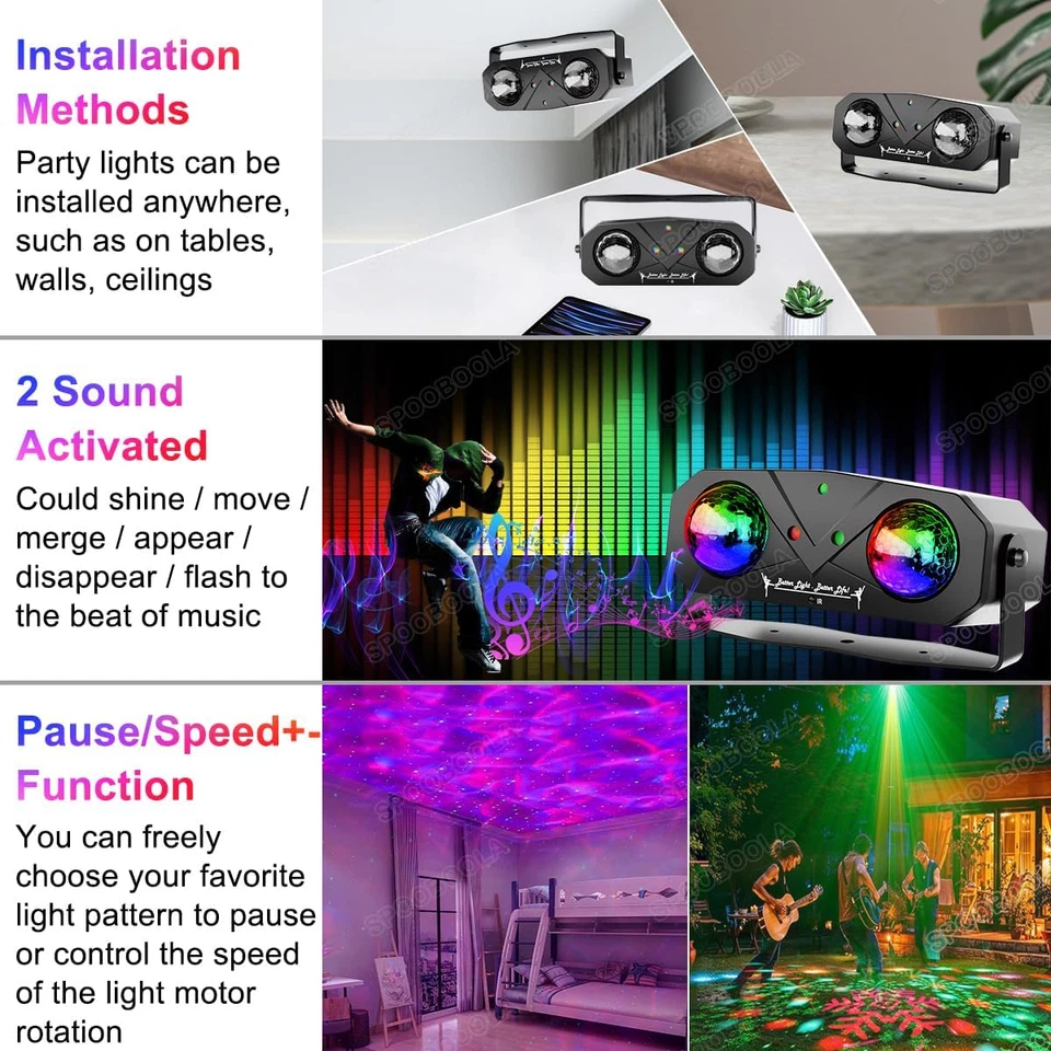 Party Disco Ball, Dj Disco Light Strobe Dance Sound Activated with Remote Contro - Image 4 of 4
