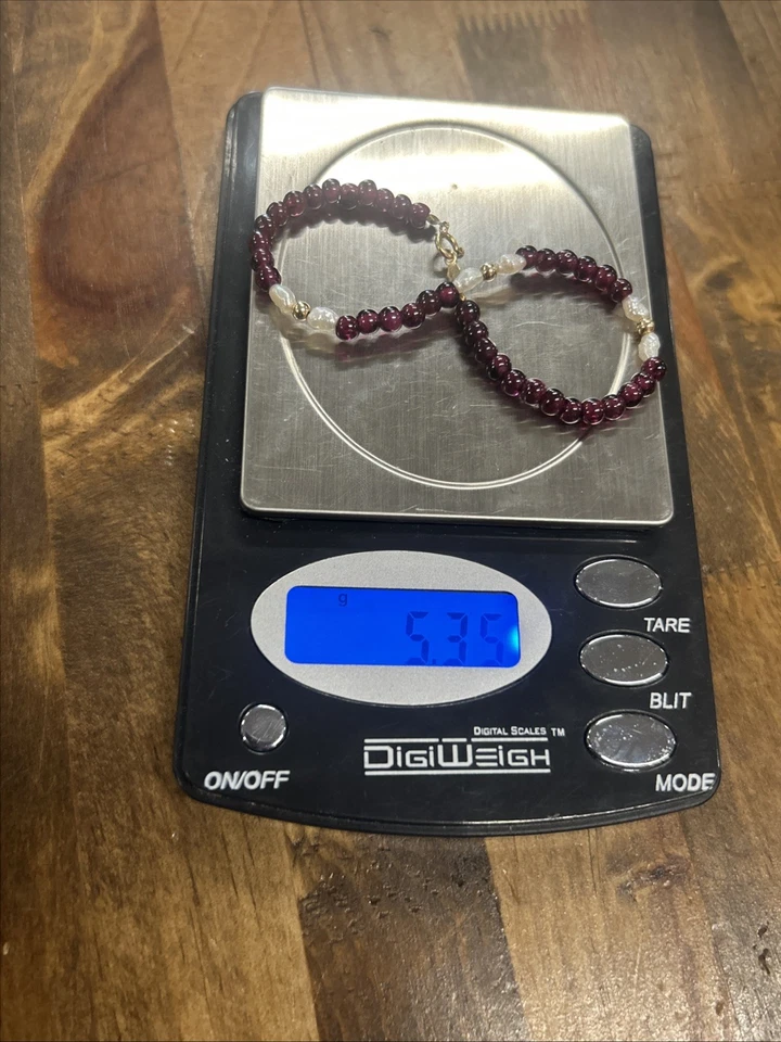 "Brazalete de cuentas de oro rojo/perla/oro de 7"" 14k 5,39 gramos" Foto 4 de 4