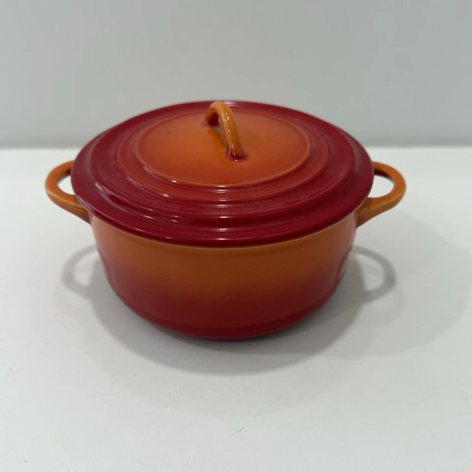 90th Anniversary LE CREUSET 20 Oz Flame Stoneware Cocotte NWT Limited Edition - Image 2 of 4