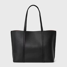Triple Compartment Work Tote Handbag - A New Day Black: Shell, Double