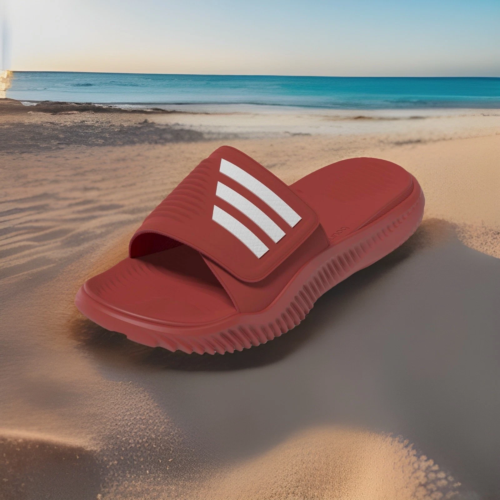 Adidas Sandalo Slide Uomo Taglia 10 Alpharesponse 2.0 Abbigliamento Sportivo. Rosso Bianco. Nuovo