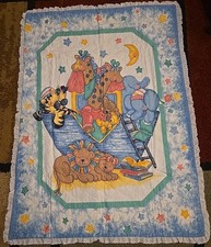 Noah s Ark Moon Stars Baby Blanket Handmade Quilt