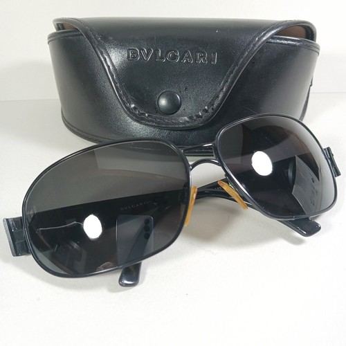 BVLGARI 545 128/71 Black Vintage Wrap Sunglasses Gray Lenses w/Case