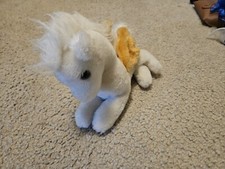 Rare Vintage Dakin  Co. Pegasus Flying Horse White Gold Wings Plush 10" Used