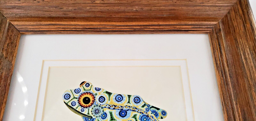 Double Matted Framed 11.5" X 13.5" Green Blue Frog Art Picture Signed Tina Close - Picture 24 of 24