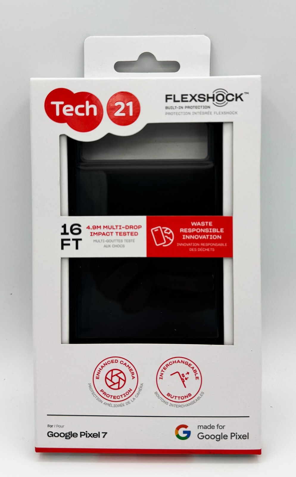 Tech21 Google Pixel 7 Evo Check Flexshock Impact Tested Back Case Smokey/Black