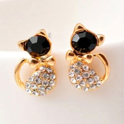 Charming Crystal Amazing Small Cats In Ears-A Must For Every Cat Lover Earrings
