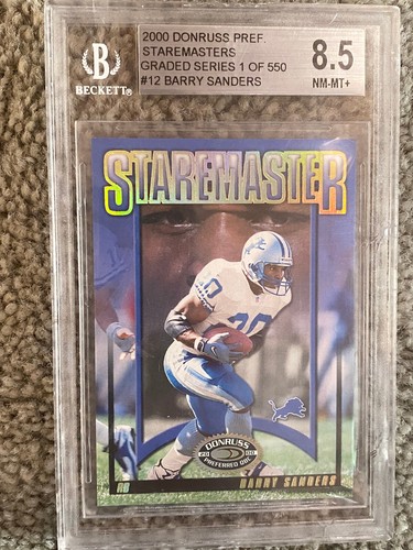 Barry Sanders 2000 Donruss StareMasters Graded 398/1500 12 BGS 8.5 Nr Mint-MINT+