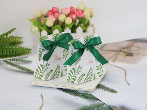 Green Leaves Candy Box Wedding Favors Paper Gift Bag Box Packaging