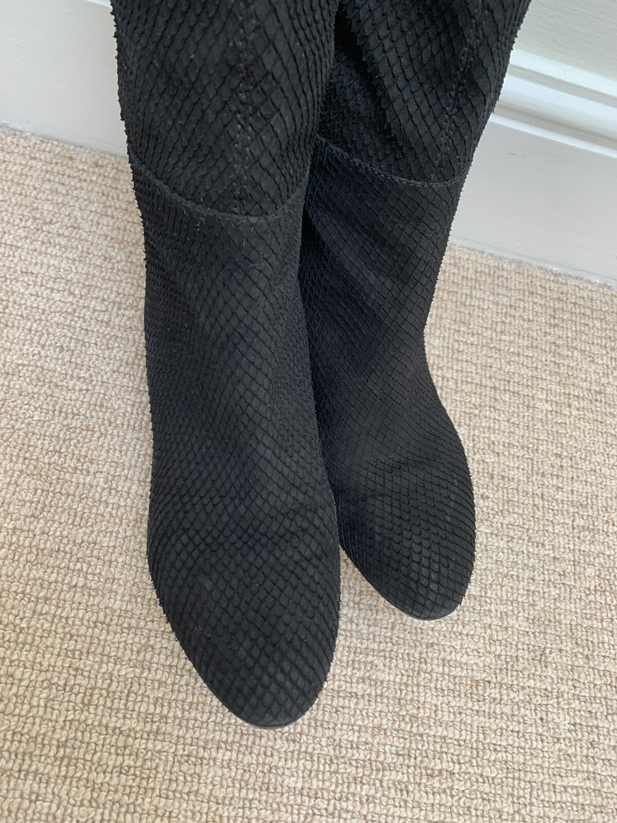 Sergio Rossi Leatger Suede Boots Python Skin Effe… - image 3