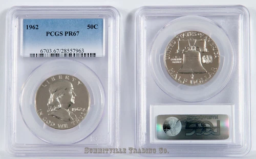 1962 SILVER FRANKLIN 50c HALF DOLLAR PCGS PR67 CLASSIC MIRROR PROOF; LAST 1: BID