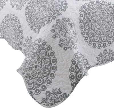Quilt Set 3 Piece Bedspread Reversible Printed Mandala Soft Breathable Coverlet