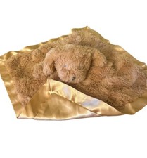 Cloud Island Brown Gold Puppy Dog Lovey Satin Trim Swirl Security Blanket 14  