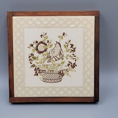 Vintage Siena Ceramic Tile Bird Flower Made in Italy 5 3/4''