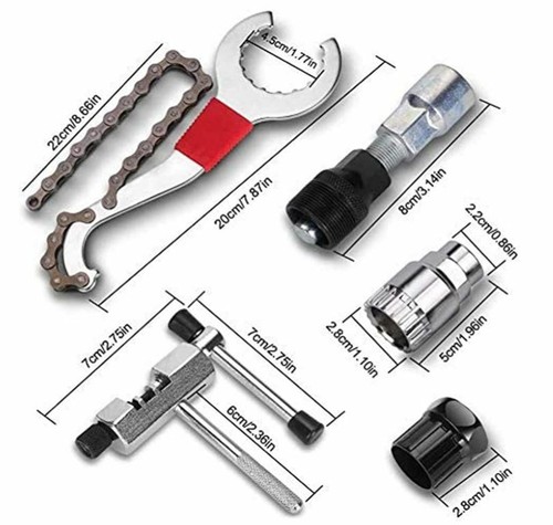 Bike Repair Tool 6 PCS Kit Crank Chain Cutter Extractor Bracket Freewheel Puller - Afbeelding 8 van 10