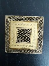 2"x2" Square /Half Pyramid Gold-Tone Brooch