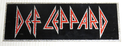 VINTAGE DEF LEPPARD BAND SPELLOUT SPARKLE 8'' BUMPER STICKER ROCK METAL GLAM BAND