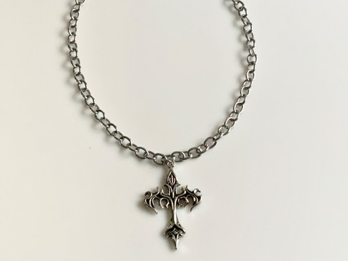 Collar Dije Collar Dije Cruz de Llamas Cadena de Joyería Punk Rock Gótico - Imagen 2 de 3