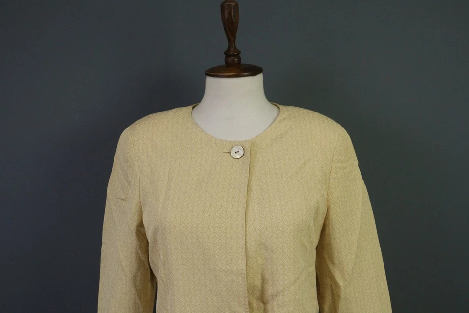 Blazer Max Mara bege floral um botão forrado de linho jaqueta casaco tamanho EUA 8 - Imagem 2 de 4