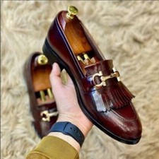 Mens Handmade Brown Leather Penny Loafer Shoe...