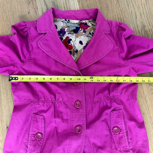 Ann Taylor 3/4 Blazer Magenta Medium with floral lining - Picture 8 of 9