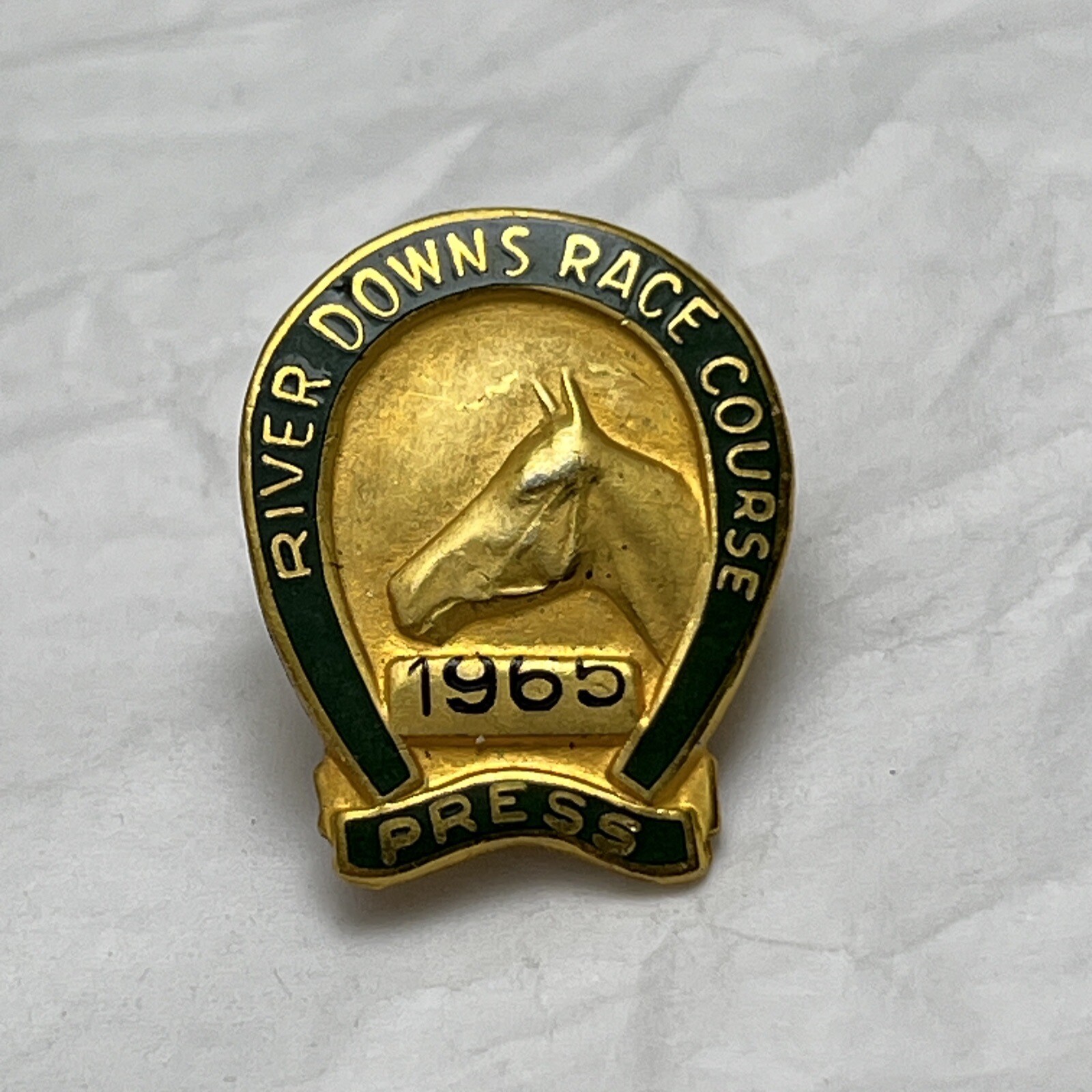 1965 River Downs Race Track Press Pin Cincinnati Ohio Horse Racing