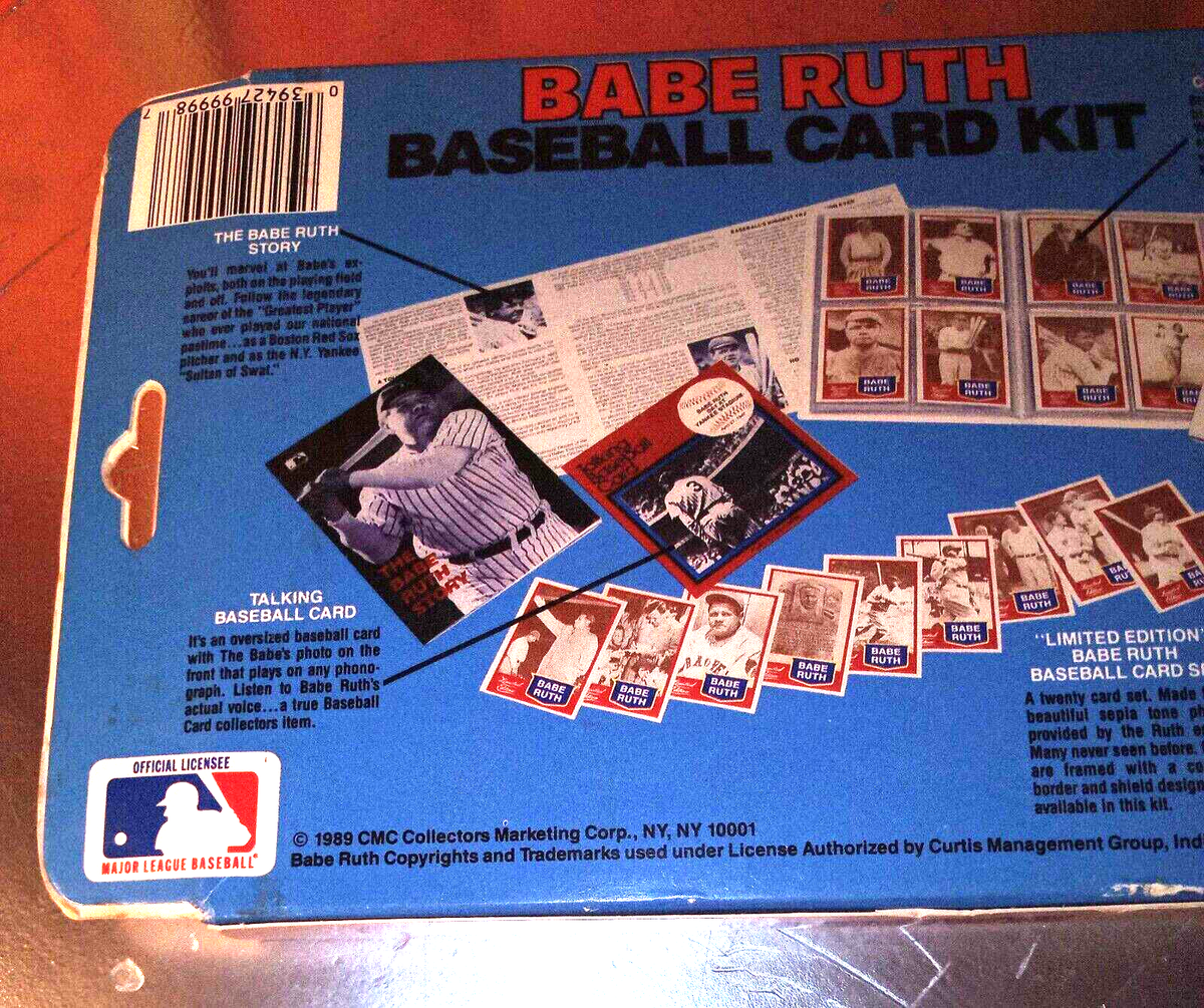 Babe Ruth Baseball Card Kit, vtg 1989, NIB 9 1/2