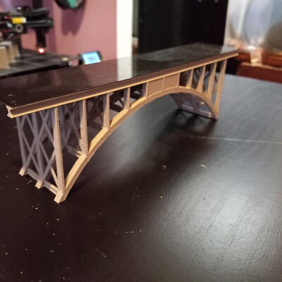 TWO LANE N Scale Railroad or Vehicle Truss Arch Bridge 3D Printed scale