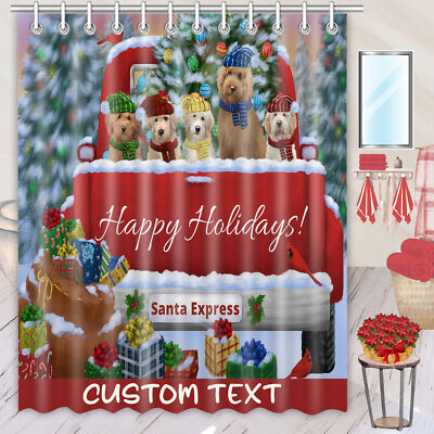 Goldendoodle Shower Curtain Personalized Hooks Many Dog Designs Christmas NWT