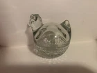 Jeanette Crystal Glass DUCK Powder Trinket Covered Dish Vintage Clear
