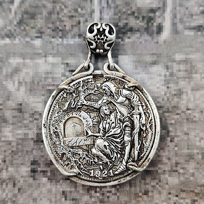 Holy Grail Pendant Hobo Nickels Morgan 1921 Necklace Coin Removable Sword New | eBay