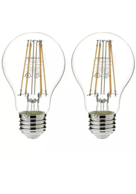AmazonBasics 75 Watt Equivalent, Clear, Non-Dimmable, A19 LED Light Bulb | 2-Pac
