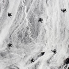 Halloween Zimmer Dekoration - Spinne Web 6 Plastik Spinnen - Weiß