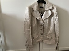 Y2k Vintage Basler Gold Beige Glazed Linen Blazer Wedding Mob 38 40 10 -12